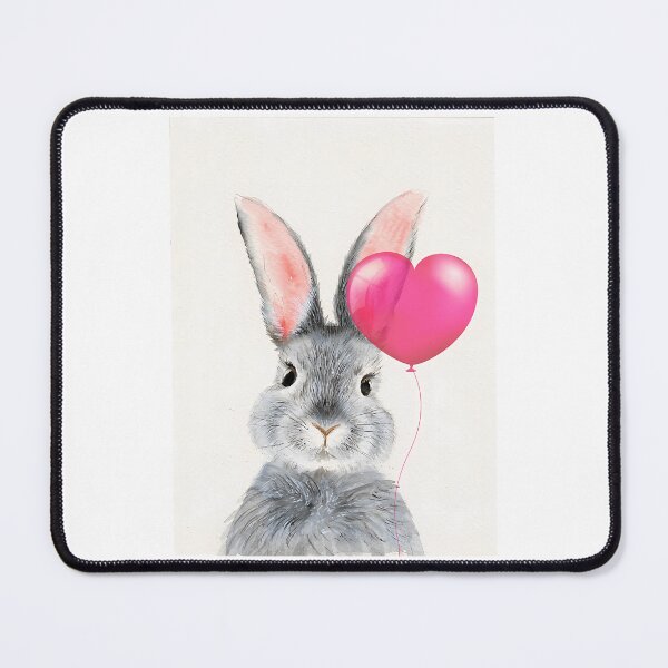 Item preview, Watercolor Grey Bunny With The Bright Pink Bubble Heart designed and sold by arlitoickerson.