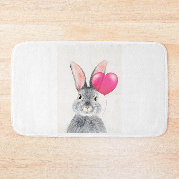 Item preview, Watercolor Grey Bunny With The Bright Pink Bubble Heart designed and sold by arlitoickerson.
