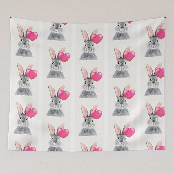 Item preview, Watercolor Grey Bunny With The Bright Pink Bubble Heart designed and sold by arlitoickerson.