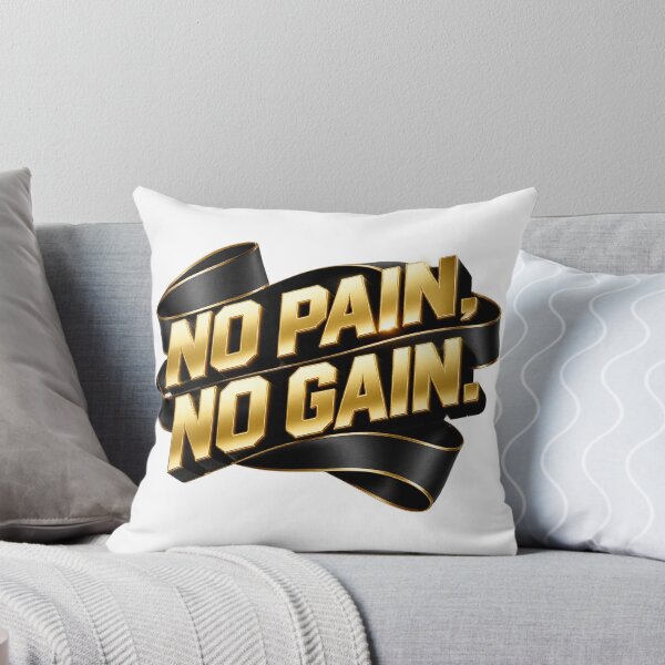 Item preview, NO PAIN, NO GAIN – Gold 3D Typography with Black Ribbon designed and sold by wtalat123.