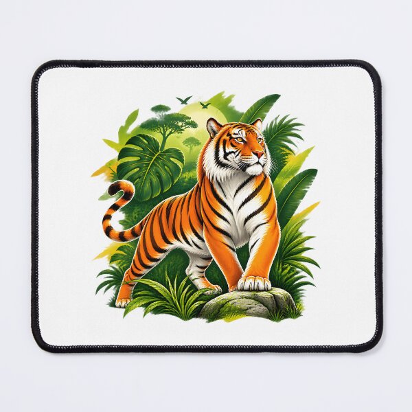 Item preview, Tiger in Jungle Green Leaves Wildlife Illustration PNG designed and sold by Assasinatorczar.