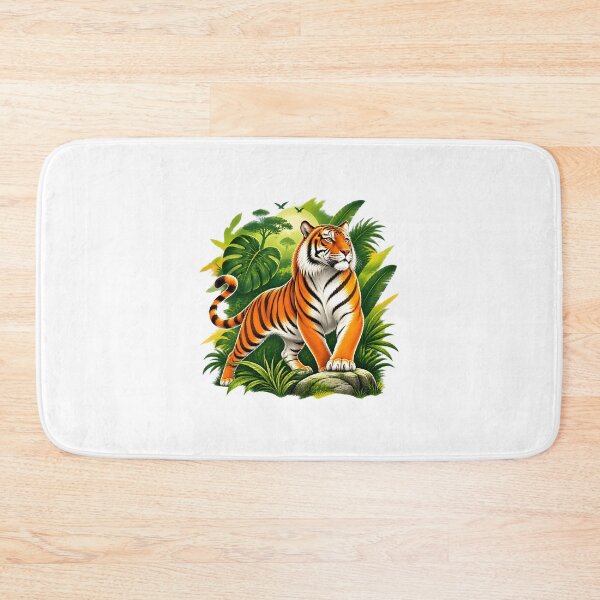 Item preview, Tiger in Jungle Green Leaves Wildlife Illustration PNG designed and sold by Assasinatorczar.