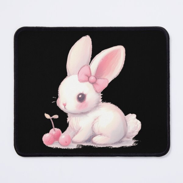 Item preview, Cute White Rabbit With Pink Bow And Cherry designed and sold by arlitoickerson.