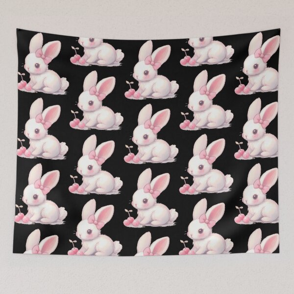 Item preview, Cute White Rabbit With Pink Bow And Cherry designed and sold by arlitoickerson.