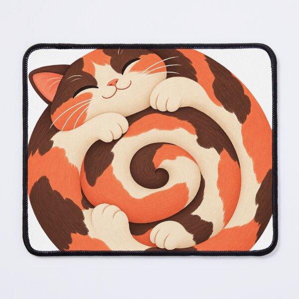 Item preview, Cinnamon Roll Cat — Curled Calico Cat Illustration designed and sold by thefreezoneart.
