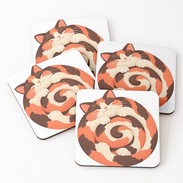 Item preview, Cinnamon Roll Cat — Curled Calico Cat Illustration designed and sold by thefreezoneart.