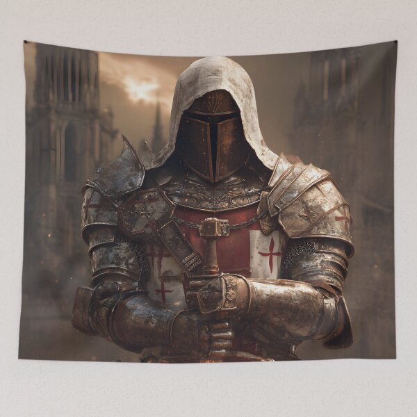 Item preview, Knight of God Templar Crusader Knight Medieval Warrior Glowing Sword Art designed and sold by GrinGalore.