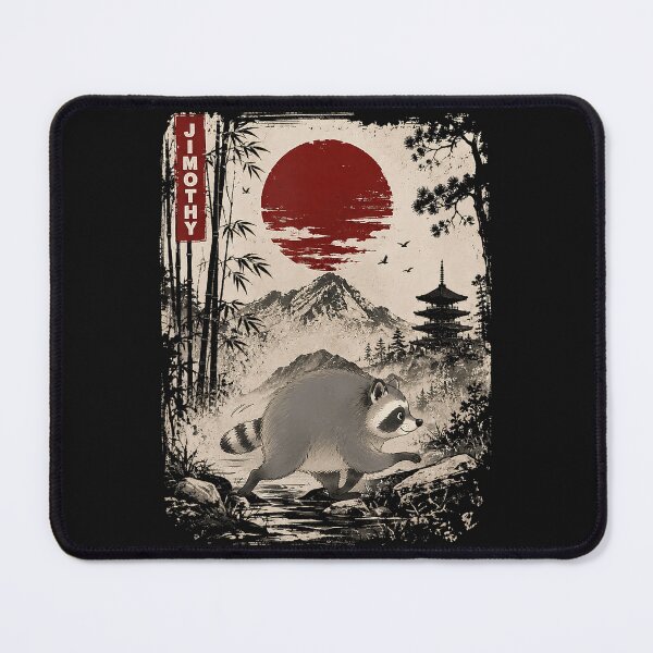 Item preview, Jimothy Name Raccoon Japanese Landscape Personalized Gift designed and sold by BrockmeyeSB.