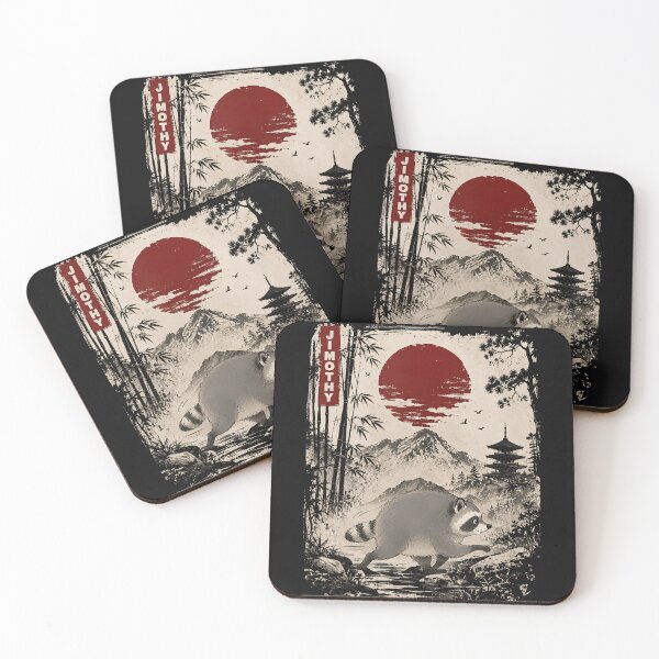 Item preview, Jimothy Name Raccoon Japanese Landscape Personalized Gift designed and sold by BrockmeyeSB.