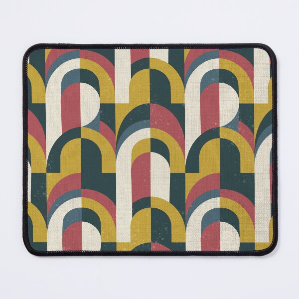 Item preview, Retro Geometry Blue and Ochre Arches designed and sold by Pattique.