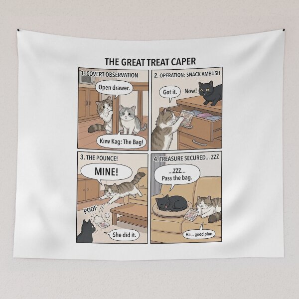 Item preview, The Great Treat Caper: Cat Snack Heist Comic designed and sold by PetalsPaws.