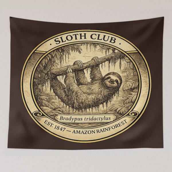 Item preview, Sloth Club Amazon Rainforest Vintage Badge designed and sold by CalmCapy Co.