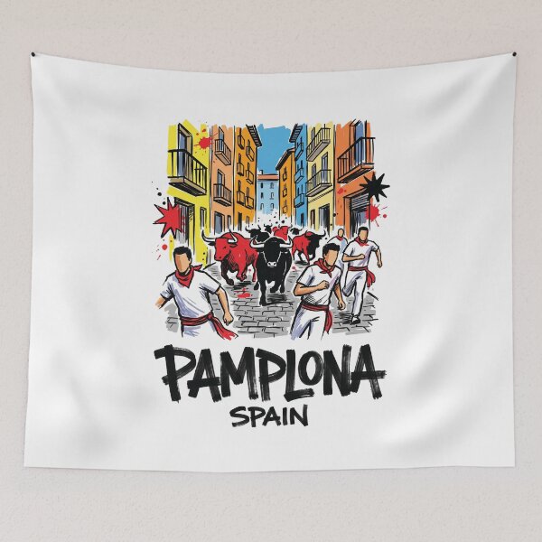 Item preview, Running of the Bulls Pamplona Spain Art designed and sold by Merch by Das Design Studio.