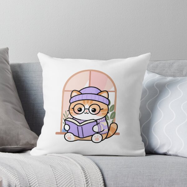 Item preview, Cute Cat Reading a Book Cozy Bookworm designed and sold by yuki-hana.