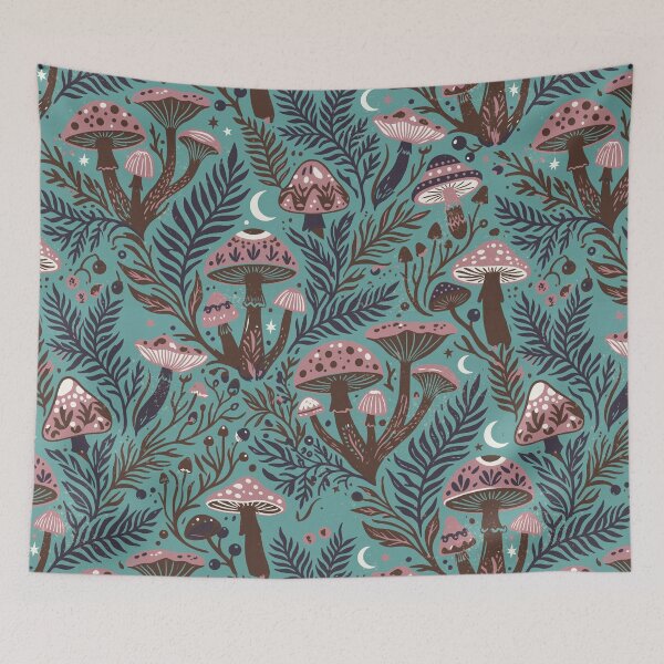 Item preview, Secrets of the Night Forest with Mushrooms and Mystic Ferns designed and sold by Pattique.