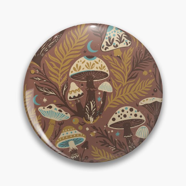 Item preview, Mystic Mushrooms and Ochre Ferns in the Retro Night designed and sold by Pattique.