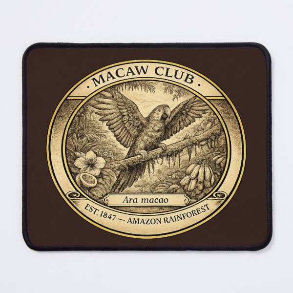 Item preview, Macaw Club Amazon Rainforest Vintage Badge designed and sold by CalmCapy Co.