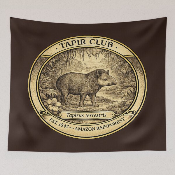 Item preview, Tapir Club Amazon Rainforest Vintage Badge designed and sold by CalmCapy Co.