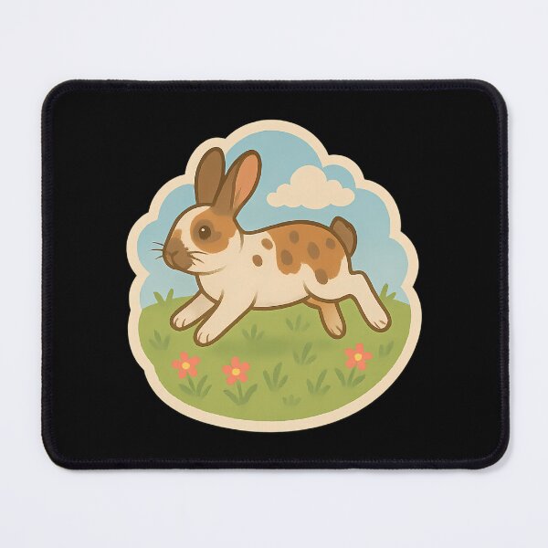 Item preview, Hopping Rex Rabbit In Pink Flower Meadow designed and sold by arlitoickerson.