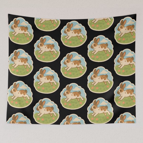 Item preview, Hopping Rex Rabbit In Pink Flower Meadow designed and sold by arlitoickerson.