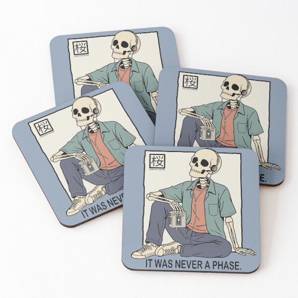 Item preview, Relaxed Skeleton Listening to Vintage Cassette Player designed and sold by SakuraHaven.