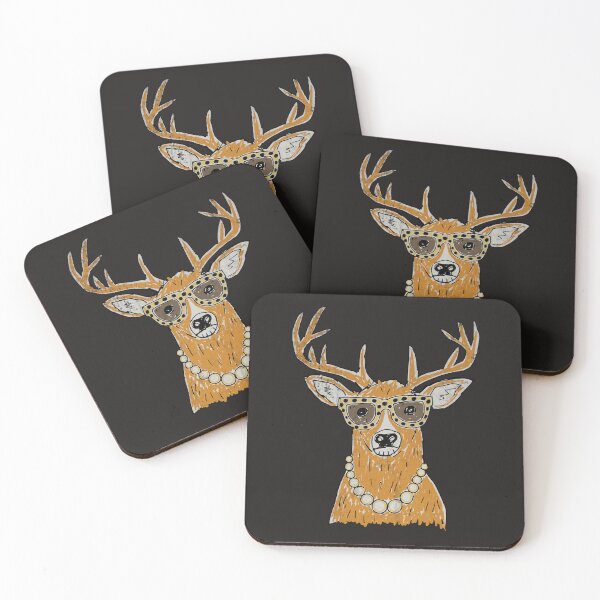 Item preview, Fancy Deer Glasses Pearl Necklace Vintage Antlers Graphic designed and sold by Studio Bootleg.