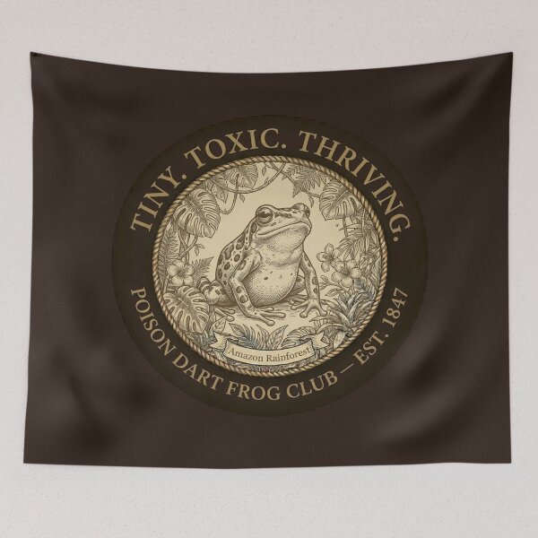 Item preview, Tiny Toxic Thriving Poison Dart Frog Club Humor Badge designed and sold by CalmCapy Co.