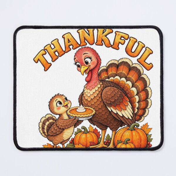 Item preview, Thankful Cute Mother And Baby Turkey With Pumpkin Pie designed and sold by DYALEEZ-XCR.