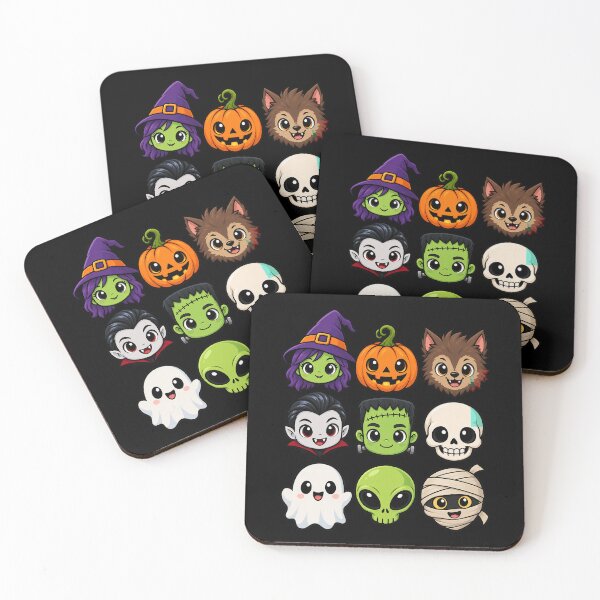 Item preview, Cute Halloween Monster Faces - Kawaii Spooky Characters Grid Design designed and sold by vinhle-olive.