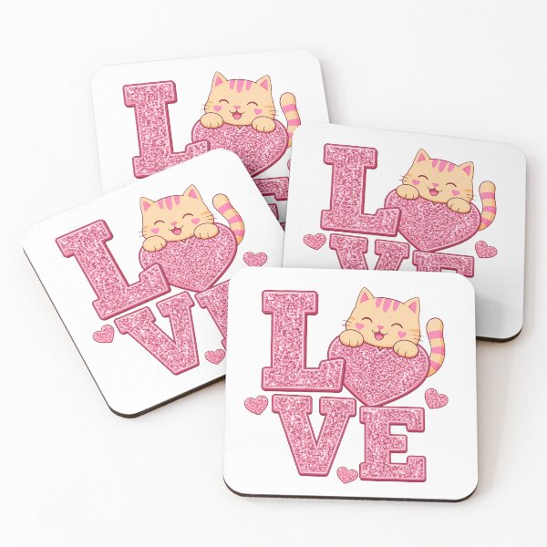 Item preview, Cute Glittery LOVE Cat Design designed and sold by OlyvieArt.