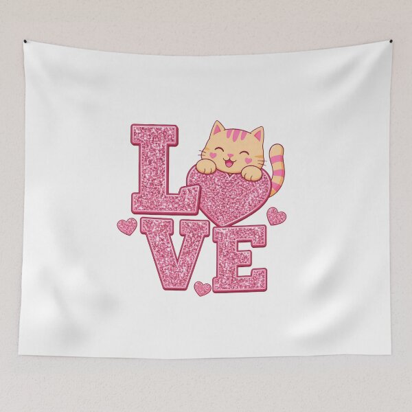Item preview, Cute Glittery LOVE Cat Design designed and sold by OlyvieArt.