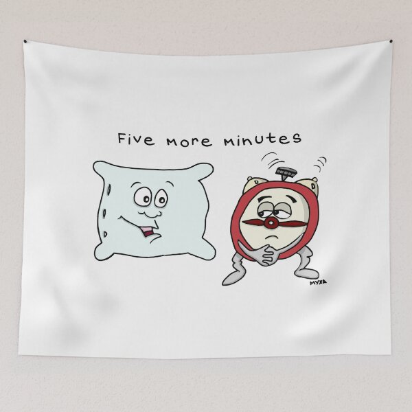 Item preview, Five More Minutes Sticker | Relatable Pillow Cartoon & Snooze Meme designed and sold by MyxaART.