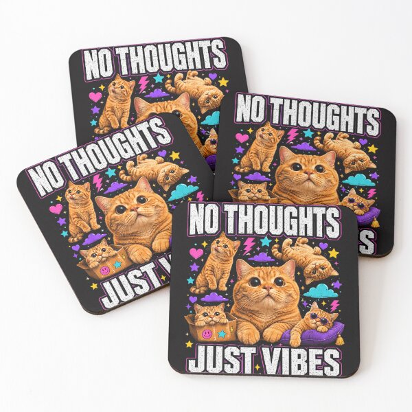Item preview, No Thoughts Just Vibes Funny Cat Lover Feline Pet Owner designed and sold by BrockmeyeSB.