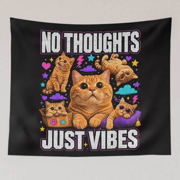 Item preview, No Thoughts Just Vibes Funny Cat Lover Feline Pet Owner designed and sold by BrockmeyeSB.
