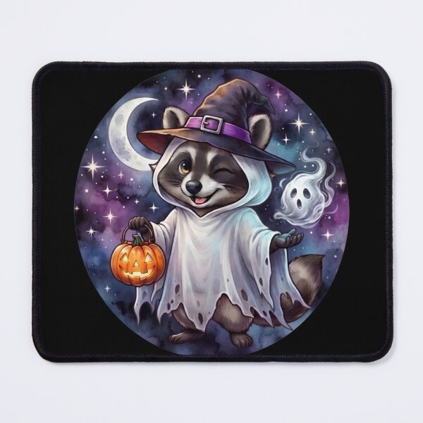 Item preview, Jimothy The Halloween Ghost Cute Raccoon Witch Pumpkin Watercolor Sticker designed and sold by BS Creations.