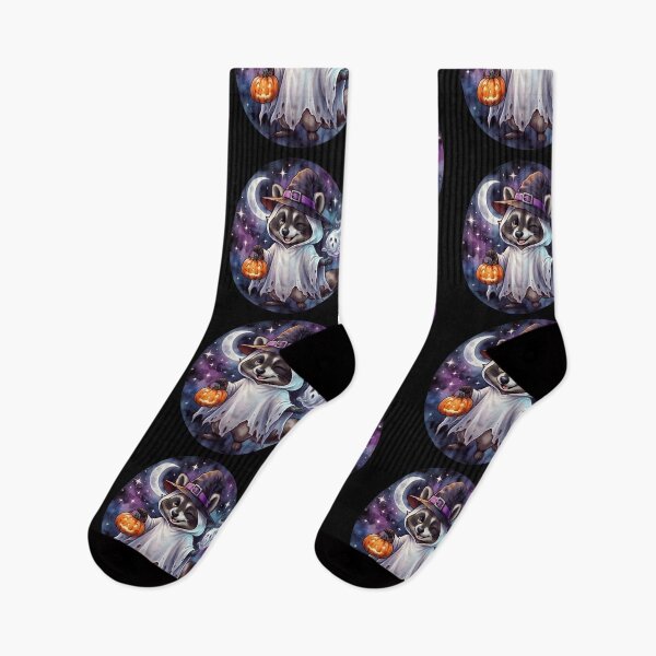 Item preview, Jimothy The Halloween Ghost Cute Raccoon Witch Pumpkin Watercolor Sticker designed and sold by BS Creations.