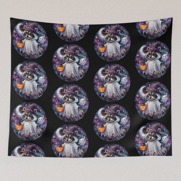 Item preview, Jimothy The Halloween Ghost Cute Raccoon Witch Pumpkin Watercolor Sticker designed and sold by BS Creations.