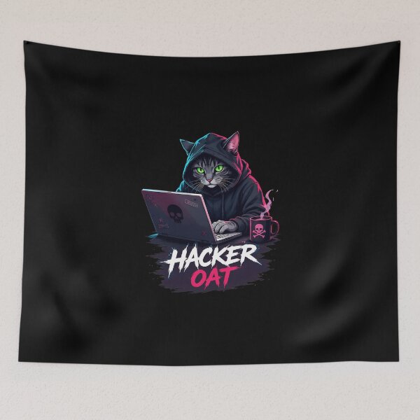 Item preview, Hacker Cat Computer Code Cyberpunk Feline designed and sold by OlyvieArt.