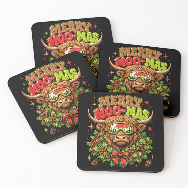 Item preview, Funny Western Highland Cow Merry Moomas Christmas designed and sold by Design Vibras.
