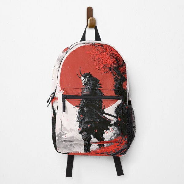 Item preview, Samurai Warrior Oni Demon Mask Red Sun Sakura Branches Art designed and sold by GrinGalore.