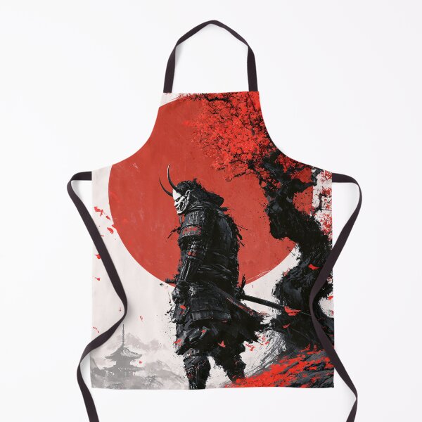 Item preview, Samurai Warrior Oni Demon Mask Red Sun Sakura Branches Art designed and sold by GrinGalore.