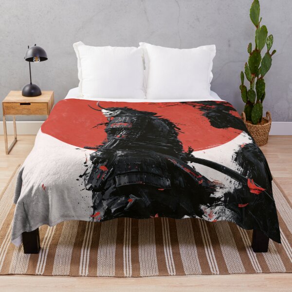 Item preview, Samurai Warrior Oni Demon Mask Red Sun Sakura Branches Art designed and sold by GrinGalore.