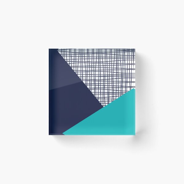 Item preview, Turquoise Navy Blue White color block designed and sold by Delinda Graphic Studio.