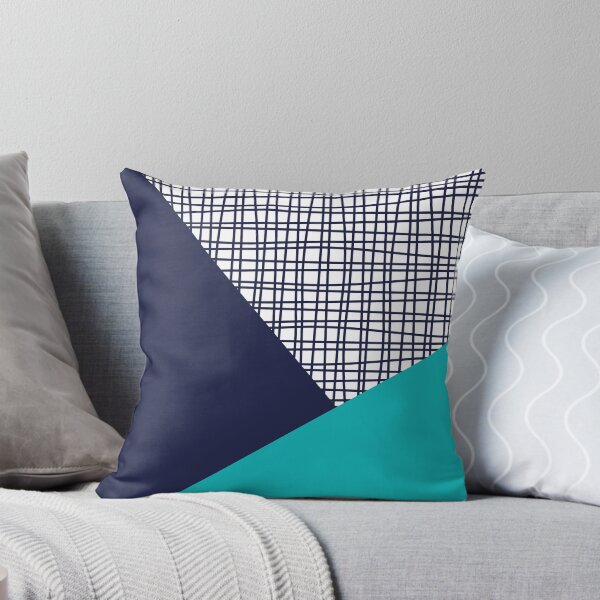 Item preview, Turquoise Navy Blue White color block designed and sold by Delinda Graphic Studio.