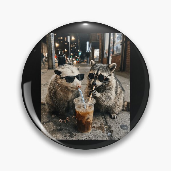 Item preview, Opossum Raccoon Iced Coffee Friends Sunglasses Wildlife designed and sold by BrockmeyeSB.