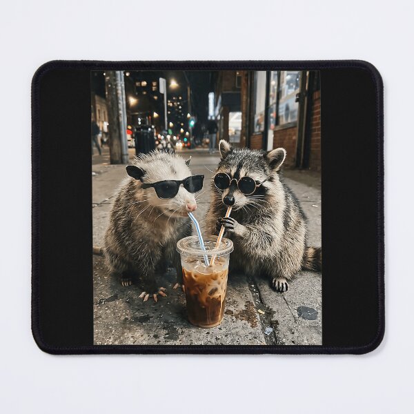 Item preview, Opossum Raccoon Iced Coffee Friends Sunglasses Wildlife designed and sold by BrockmeyeSB.