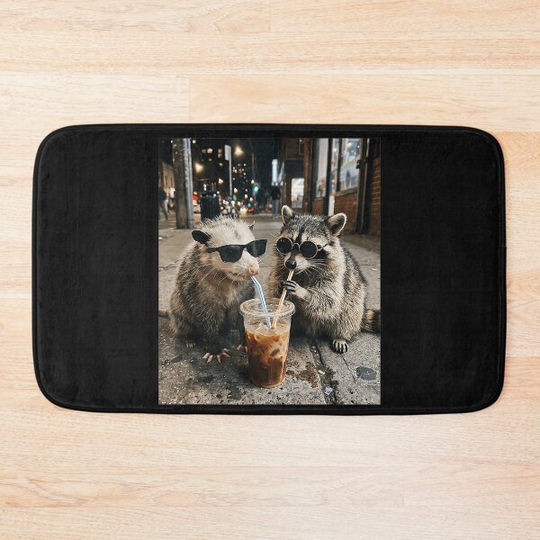 Item preview, Opossum Raccoon Iced Coffee Friends Sunglasses Wildlife designed and sold by BrockmeyeSB.
