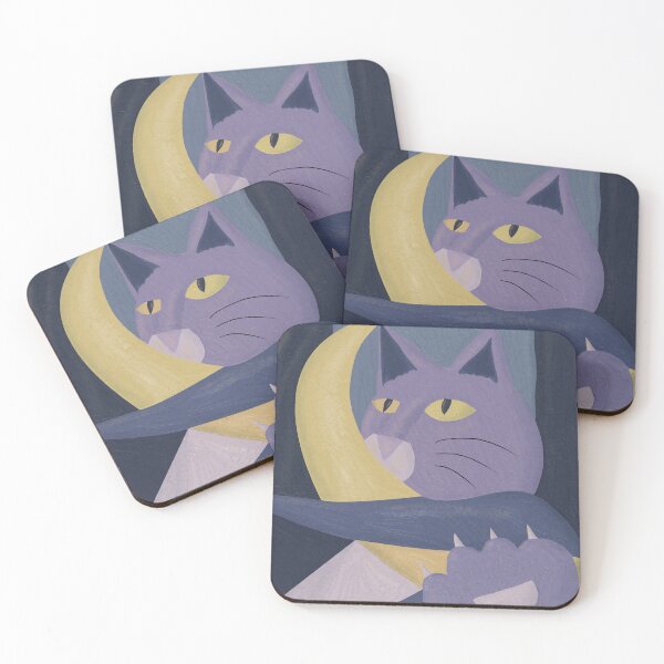 Item preview, Moon Gazing Cat – Cubist Cat Night Art designed and sold by aekritdeach.