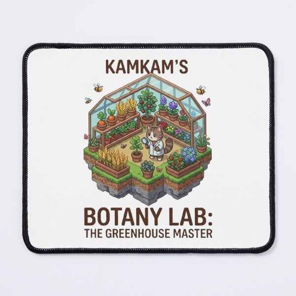 Item preview, Kamkam's Botany Lab: The Greenhouse Master Pixel Art - Cute Cat Botanist Design designed and sold by PetalsPaws.