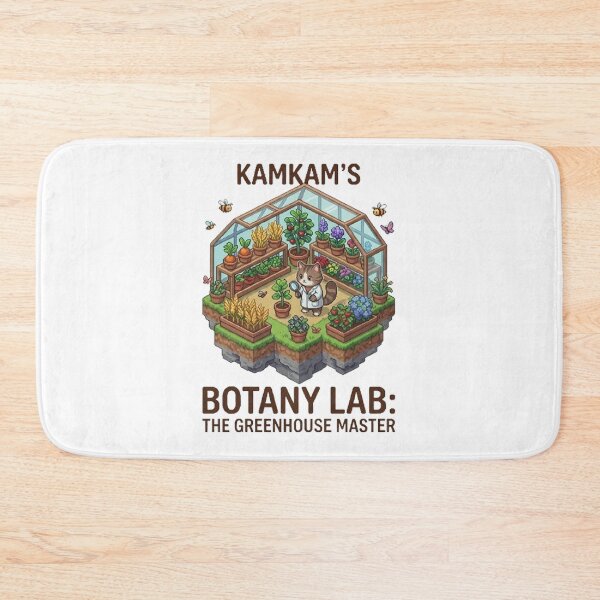 Item preview, Kamkam's Botany Lab: The Greenhouse Master Pixel Art - Cute Cat Botanist Design designed and sold by PetalsPaws.